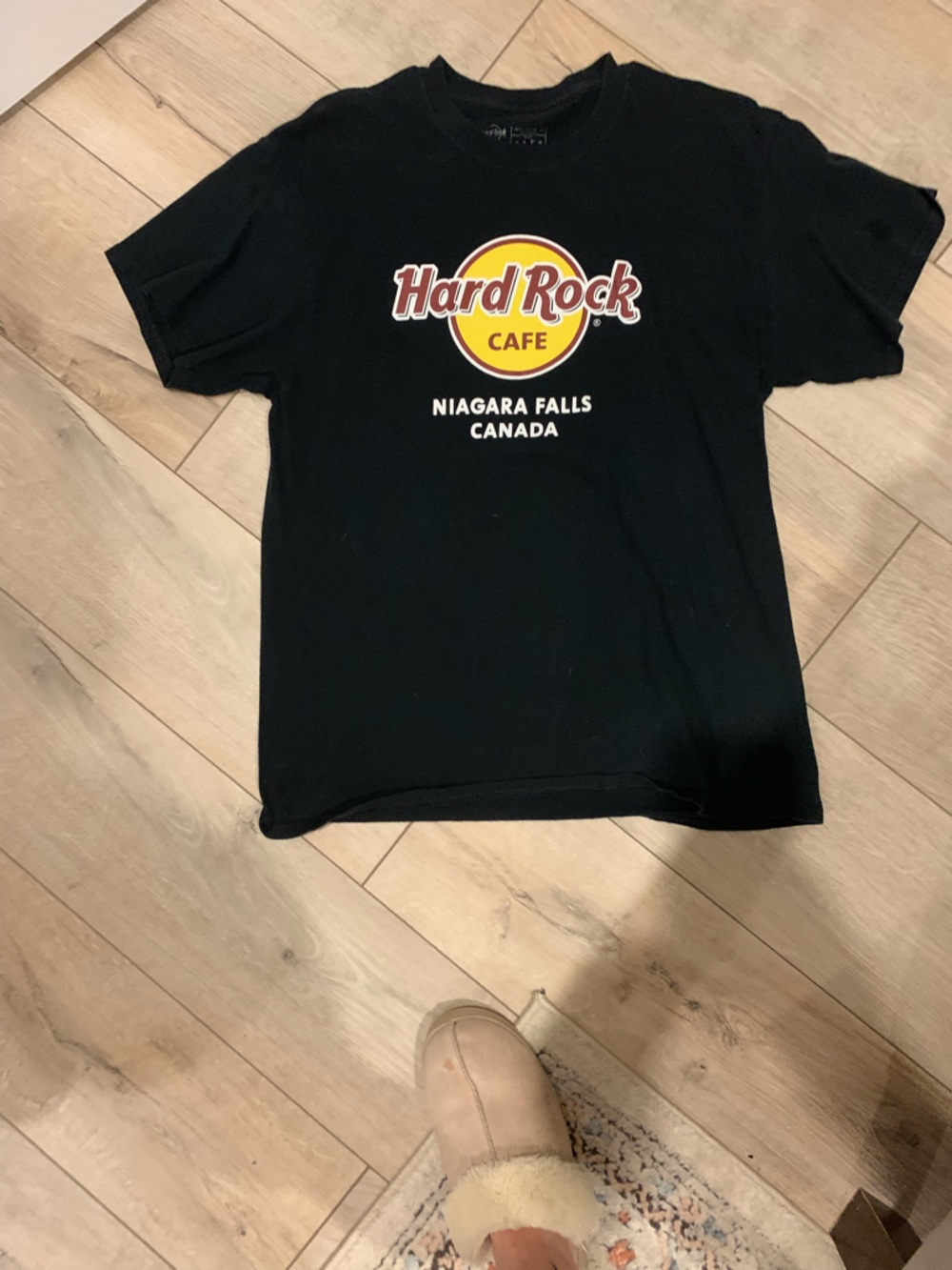 Hard Rock Cafe Black Crewneck Tee with Subtle White Tag Print
